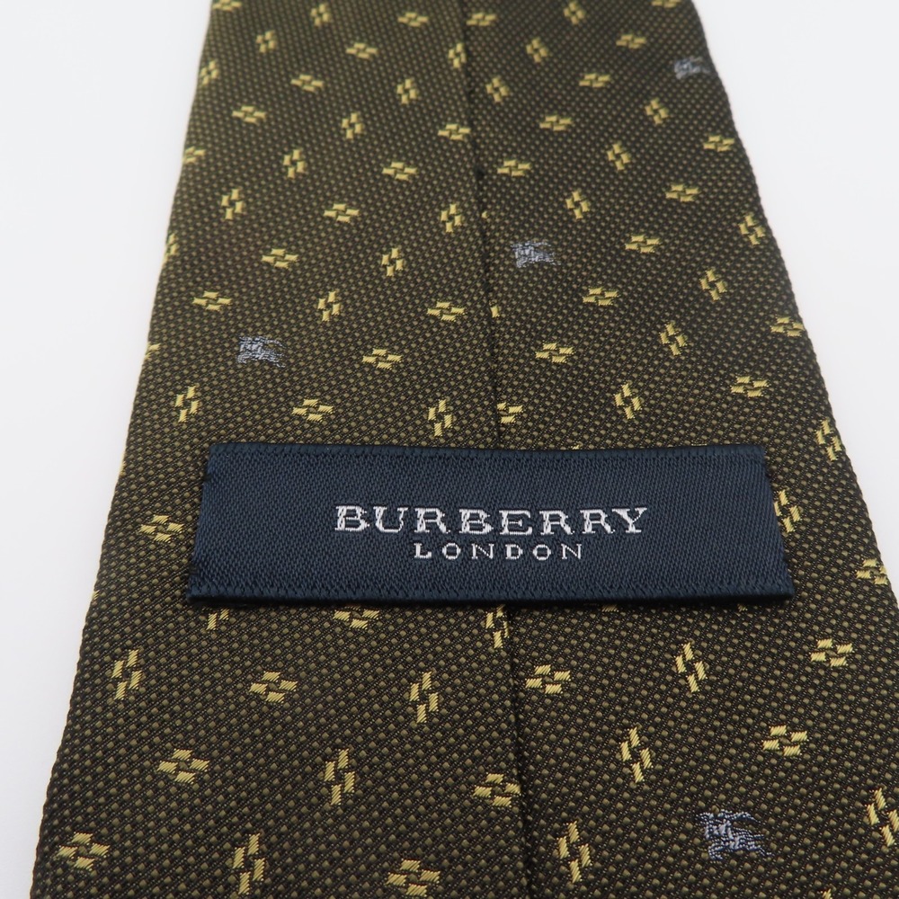 Burberry Tie Silk Brown Yellow Polka Dot Textured 3.75" Wide 57" Long Japan - Picture 4 of 6